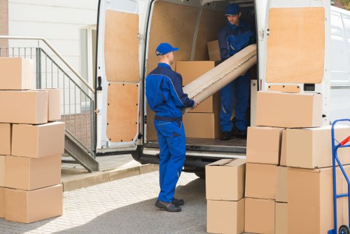 Man and van vehicle ready for a Brompton move near local residential streets