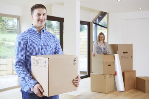 Packing and moving office equipment during a Brompton relocation