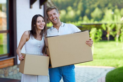 Packing boxes and moving materials prepared for a Brompton home move