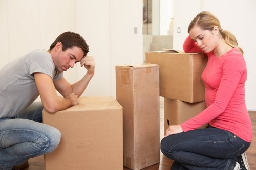 Boxes and furniture prepared for storage in Brompton