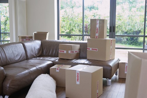 Office furniture and equipment prepared for a commercial move